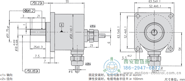 RI59光電增量通用編碼器外形及安裝尺寸 - 西安德伍拓自動化傳動系統有限公司