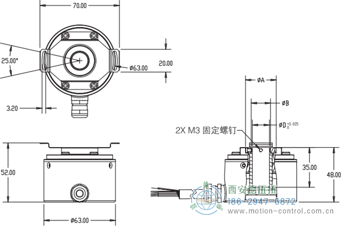 RI64空心軸標準光電增量編碼器外形及安裝尺寸 - 西安德伍拓自動化傳動系統有限公司